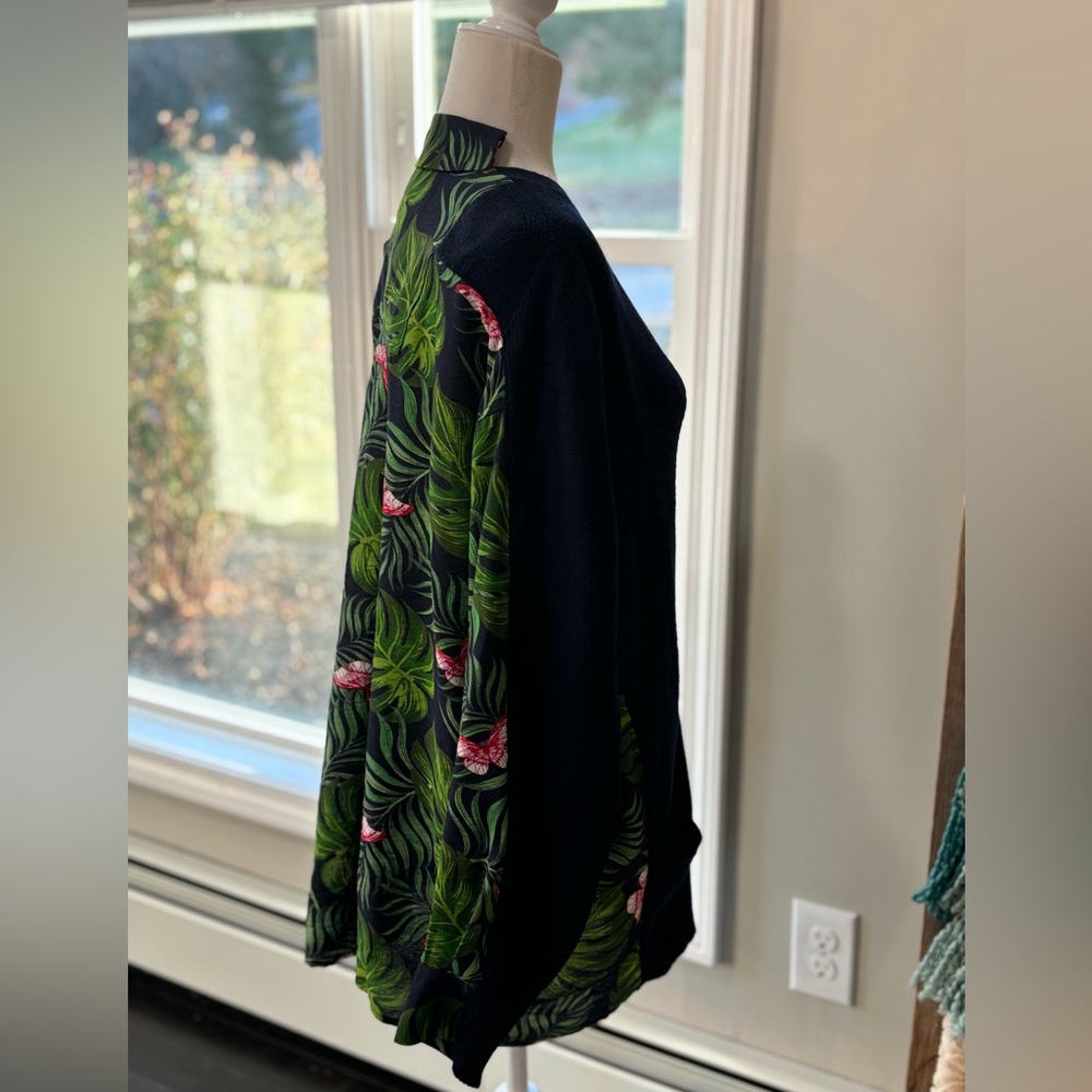 Free People x Sandrine Rose Mixed Media Tropical Print Knit Sweater - Picture 7 of 10